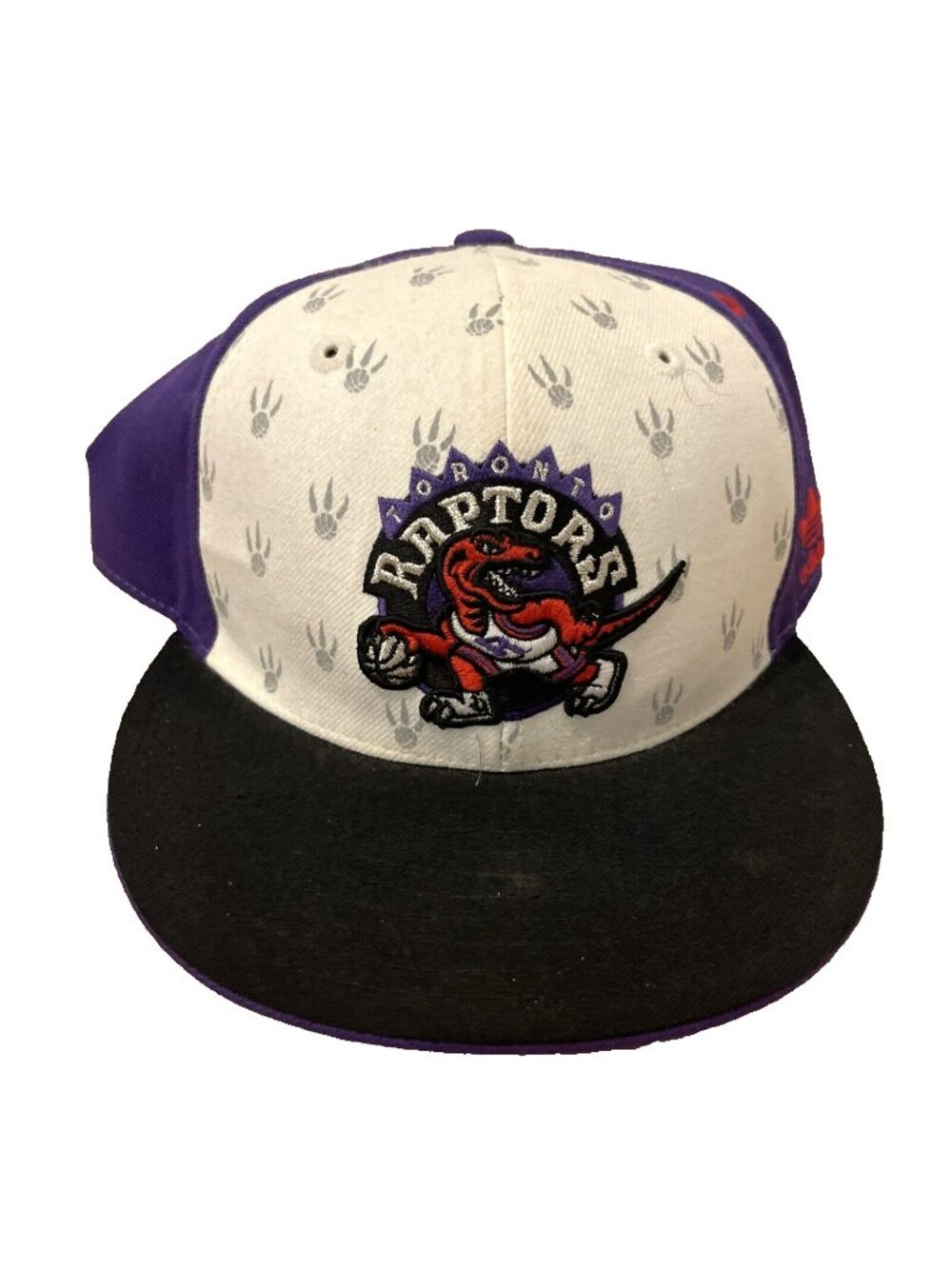 Toronto Raptors Hat Cap Adidas Fitted Cap Purple Black Raptor Claw Size 7 3/4